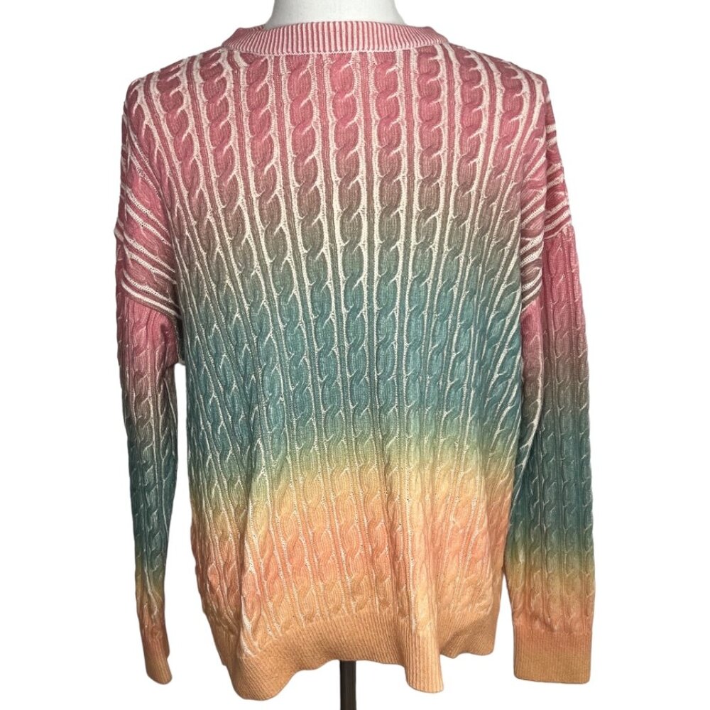 Zara Cable Knit Pullover Crewneck Cotton Blend Sweater